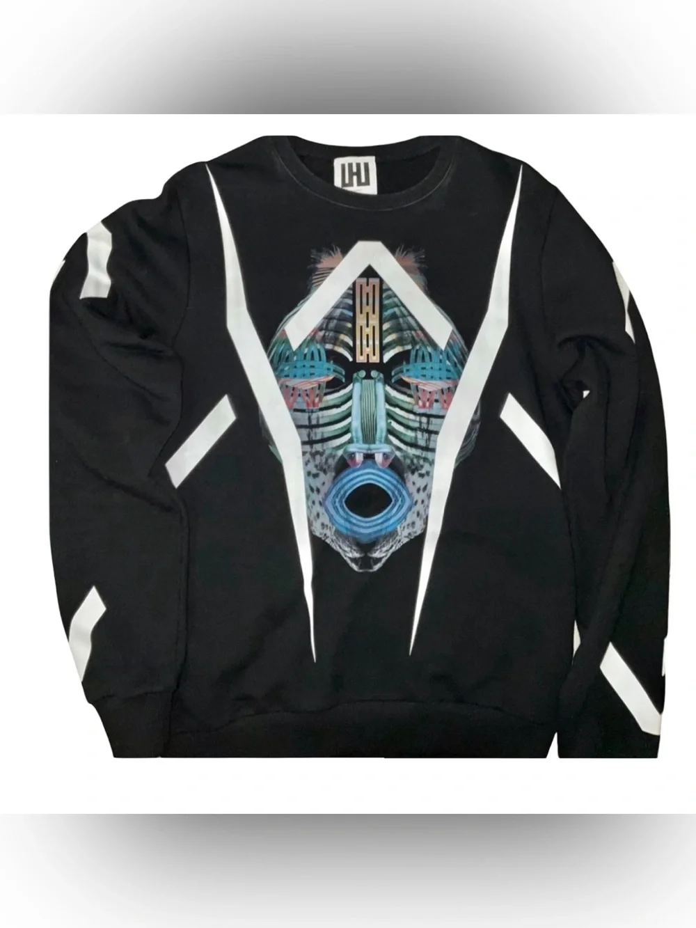Urban Les Hommes Black Graphic Knit Sweater Men’s Medium Long Sleeve Top